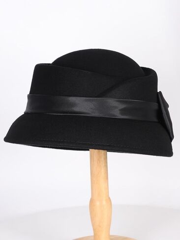 Women's Wool Felt Fedoras Hat - Elegant Cloche Hats for Wedding,Formal Church,Cocktail,Tea Party with Bow Ribbon in Saudi Arabia