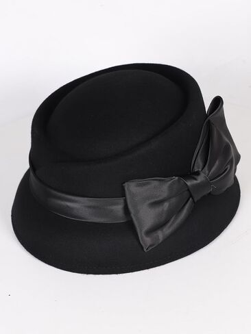 Women's Wool Felt Fedoras Hat - Elegant Cloche Hats for Wedding,Formal Church,Cocktail,Tea Party with Bow Ribbon in Saudi Arabia