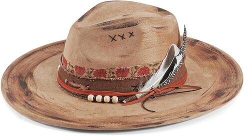 Brim Fedora Hat for Men Women Retro Handmade Western Wide Felt Hats in Kuwait