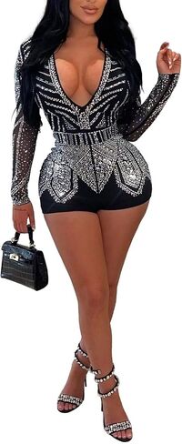 Nagfar النساء حجر الراين مثير حللا أنيقة حفلة عيد ميلاد مساء النادي الليلي ملابس الحفر الساخن رومبير in Kuwait