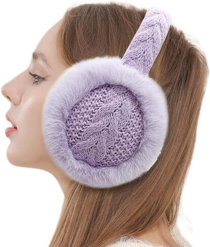 LCXSHYE Winter Women Ear Muffs Warm Knit Ear Warmers Girls Foldable Fuzzy Thick Earmuffs for Outdoor in Saudi Arabia