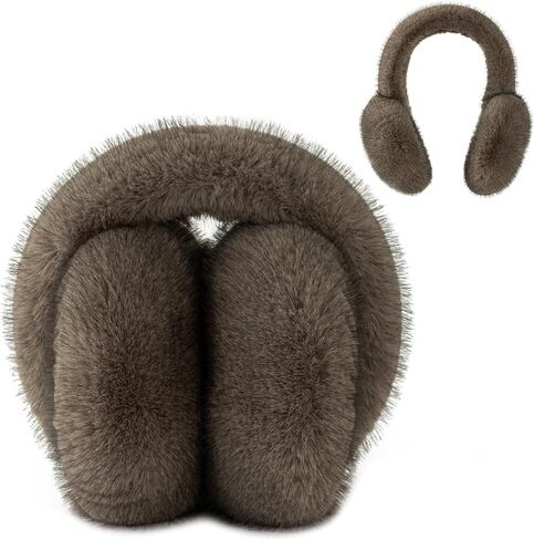 F Flammi Women's Earmuffs Winter, Plush Faux Fur Foldable Ear Warmers for Cold Weather, Ear Covers for Outdoor Sports, Skiing in Saudi Arabia