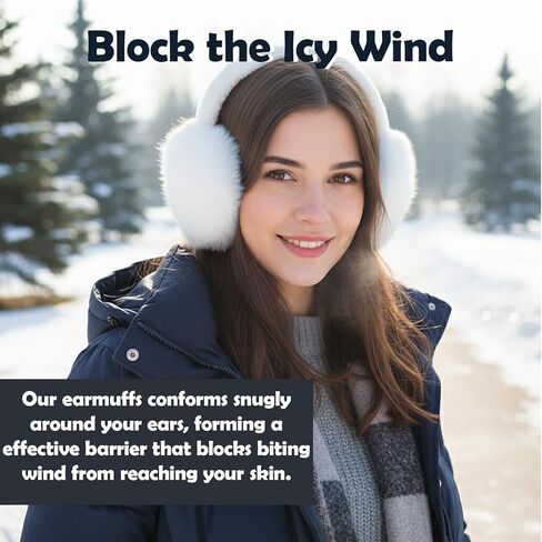 Vegove 4pcs Fuzzy Ear Muffs for Women, Foldable Faux Fur Ears Warmer Fluffy Outdoor Cute Earmuffs Winter Accessories in Saudi Arabia