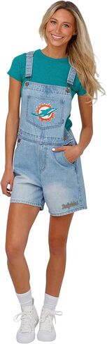 شورت نسائي من FOCO NFL Foco Nfl Big Logo Denim Bib Shortalls in Kuwait