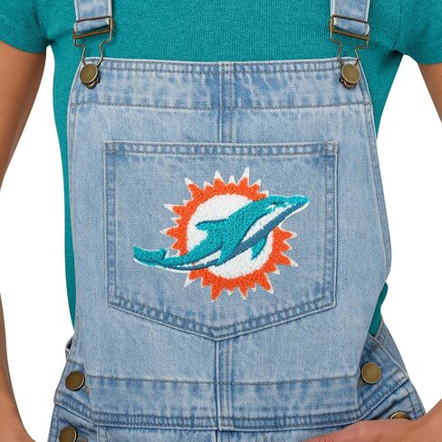 شورت نسائي من FOCO NFL Foco Nfl Big Logo Denim Bib Shortalls in Kuwait