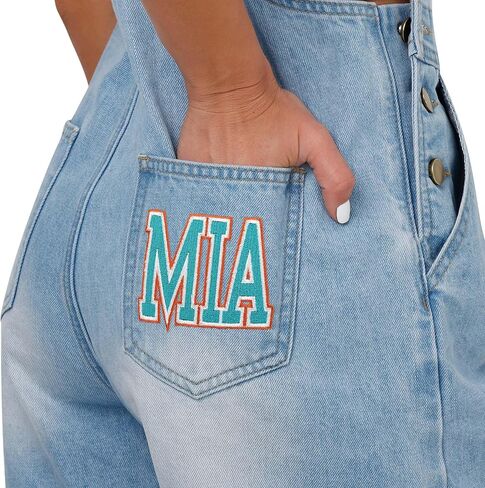شورت نسائي من FOCO NFL Foco Nfl Big Logo Denim Bib Shortalls in Kuwait