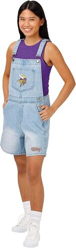 شورت نسائي من FOCO NFL Foco Nfl Big Logo Denim Bib Shortalls in Kuwait