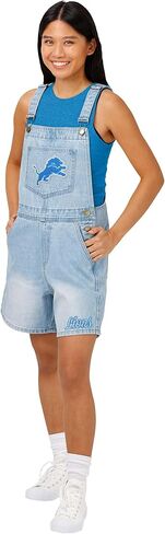 شورت نسائي من FOCO NFL Foco Nfl Big Logo Denim Bib Shortalls in Kuwait