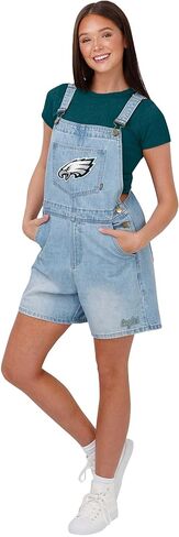 شورت نسائي من FOCO NFL Foco Nfl Big Logo Denim Bib Shortalls in Kuwait