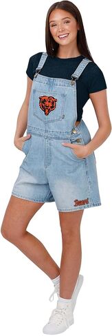 شورت نسائي من FOCO NFL Foco Nfl Big Logo Denim Bib Shortalls in Kuwait