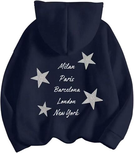 Floerns Girl's Y2k Star Hooded Sweatshirts Fall Outfit Loose Fit Long Sleeve Hoodie in Saudi Arabia