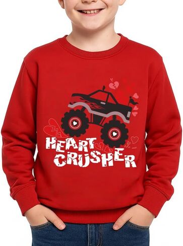 Unisex Kids Valentines Red Sweatshirt Long Sleeve Funny Crewneck Shirt 5-14 Years in Saudi Arabia