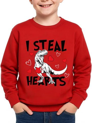 Unisex Kids Valentines Red Sweatshirt Long Sleeve Funny Crewneck Shirt 5-14 Years in Saudi Arabia