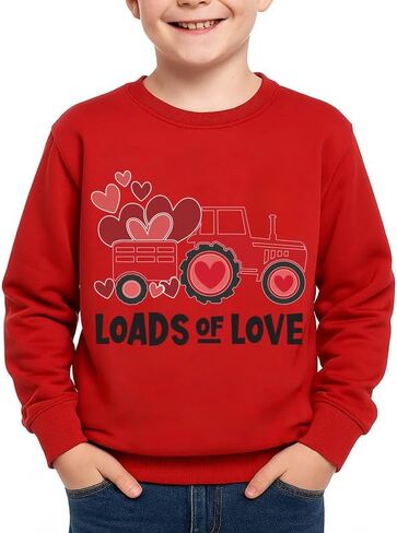 Unisex Kids Valentines Red Sweatshirt Long Sleeve Funny Crewneck Shirt 5-14 Years in Saudi Arabia