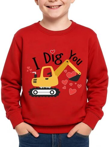 Unisex Kids Valentines Red Sweatshirt Long Sleeve Funny Crewneck Shirt 5-14 Years in Saudi Arabia