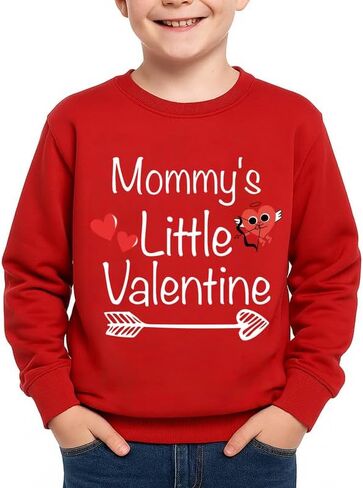 Unisex Kids Valentines Red Sweatshirt Long Sleeve Funny Crewneck Shirt 5-14 Years in Saudi Arabia