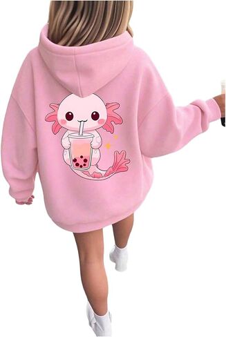 Girl's Cute Cartoon Graphic Hoodies Kawaii Long Sleeve Hooded Sweatshirt Pullover in Saudi Arabia