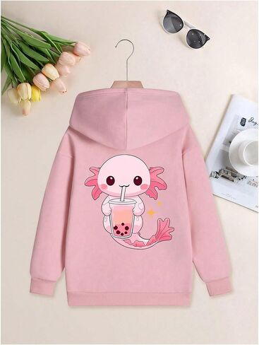 Girl's Cute Cartoon Graphic Hoodies Kawaii Long Sleeve Hooded Sweatshirt Pullover in Saudi Arabia