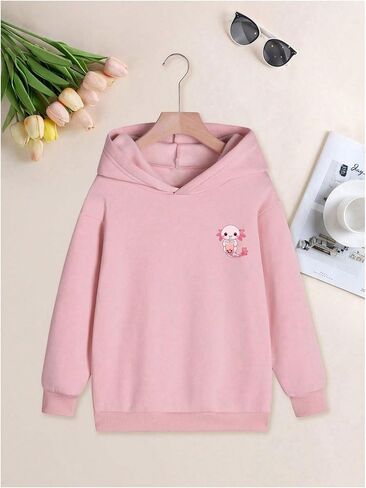 Girl's Cute Cartoon Graphic Hoodies Kawaii Long Sleeve Hooded Sweatshirt Pullover in Saudi Arabia