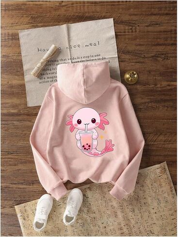 Girl's Cute Cartoon Graphic Hoodies Kawaii Long Sleeve Hooded Sweatshirt Pullover in Saudi Arabia