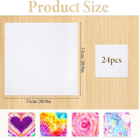 24 PCS Solid White Color Bandanas for Tie Dye, DIY Blank Bandanas, 21" x 21", Extra Large Head Wrap Handkerchief Neck Scarf in Bulk in Saudi Arabia