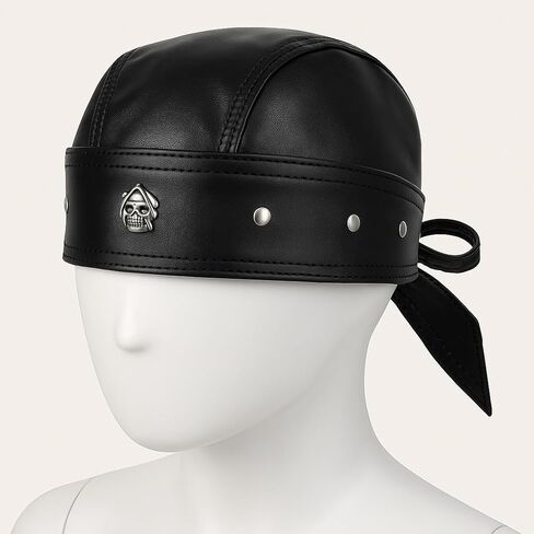 Biker Cap for Women Leather - Adjustable Motorcycle Skull Cap, Stylish Biker Doo Rag Headwrap for Riding & Outdoor Activities in Saudi Arabia