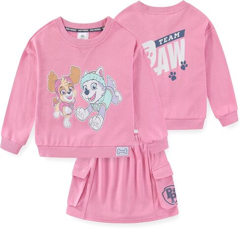 Paw Patrol Skye and Everest Girls French Terry Sweatshirt and Skort Skirt 2 Piece Set for Toddler and Big Kids in Saudi Arabia