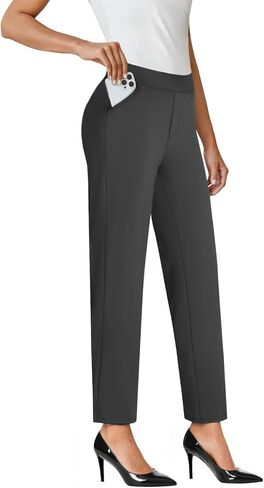 Ankle Dress Pants Women High Waisted Work Travel Pants with Pockets Stretchy Business Casual Slacks in Saudi Arabia
