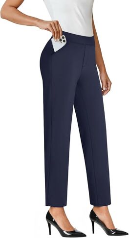 Ankle Dress Pants Women High Waisted Work Travel Pants with Pockets Stretchy Business Casual Slacks in Saudi Arabia