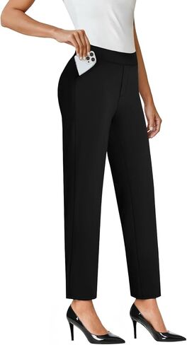 Ankle Dress Pants Women High Waisted Work Travel Pants with Pockets Stretchy Business Casual Slacks in Saudi Arabia