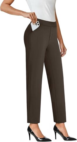 Ankle Dress Pants Women High Waisted Work Travel Pants with Pockets Stretchy Business Casual Slacks in Saudi Arabia