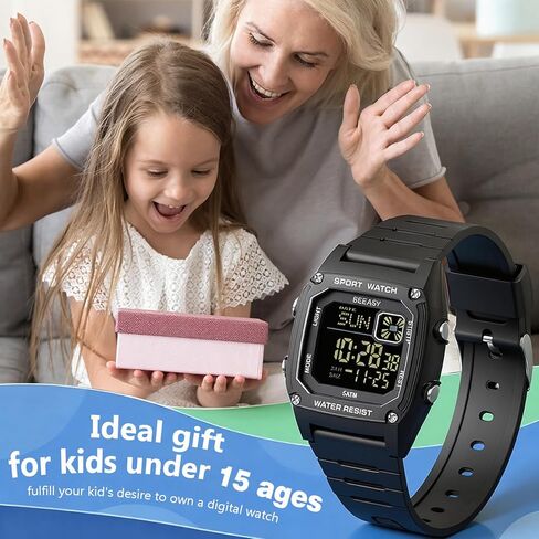 Beeasy Kids Watch, Kid Digital Watch for Ages 3-15 Boys Girls, 50M Waterproof Sport Outdoor Multifunctional Kid Watch with Silicone Band LED Backlight Alarm Stopwatch 12/24 H, Ideal Kids Gift in Saudi Arabia