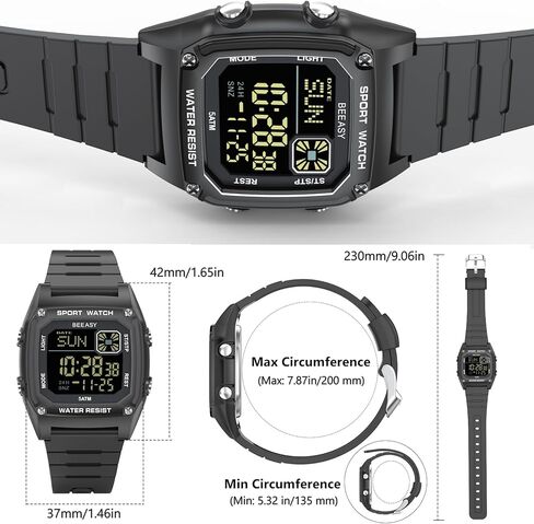 Beeasy Kids Watch, Kid Digital Watch for Ages 3-15 Boys Girls, 50M Waterproof Sport Outdoor Multifunctional Kid Watch with Silicone Band LED Backlight Alarm Stopwatch 12/24 H, Ideal Kids Gift in Saudi Arabia