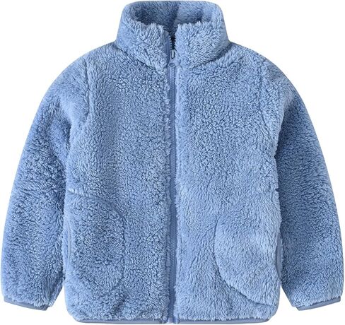 Girls Fleece Jacket Toddler Kids Fuzzy Sherpa Winter Warm Coats Trendy Casual Zip Up Cute Jackets with Pockets in Saudi Arabia