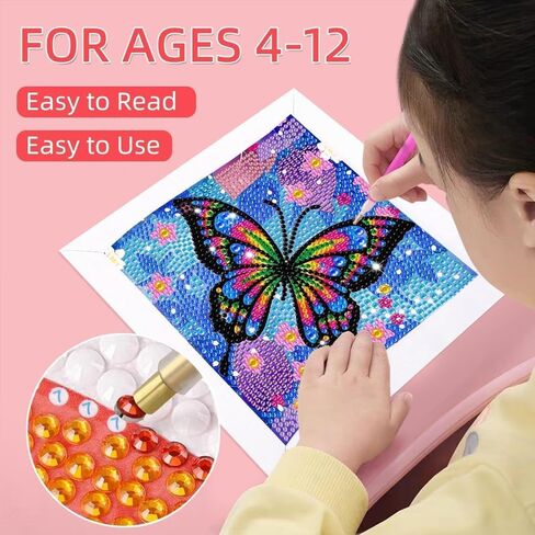 5D الكرتون الماس الفن أطقم 6 * 6 بوصة فراشة DIY الماس الفنون فسيفساء أطقم للبالغين المبتدئين الحفر المستديرة الكاملة in Saudi Arabia