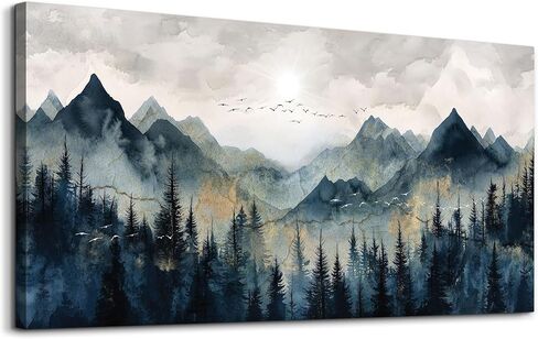 erqinhua قماش جدار الفن لغرفة النوم جدار ديكورات لغرفة المعيشة الحديثة مكتب جدار ديكور مجردة الألوان المائية اللوحة الجبلية المناظر الطبيعية صور مطبوعة عمل فني ديكور المنزل 20 "x 40" in Kuwait