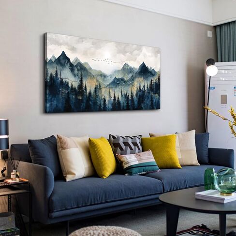 erqinhua قماش جدار الفن لغرفة النوم جدار ديكورات لغرفة المعيشة الحديثة مكتب جدار ديكور مجردة الألوان المائية اللوحة الجبلية المناظر الطبيعية صور مطبوعة عمل فني ديكور المنزل 20 "x 40" in Kuwait