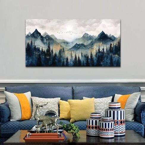 erqinhua قماش جدار الفن لغرفة النوم جدار ديكورات لغرفة المعيشة الحديثة مكتب جدار ديكور مجردة الألوان المائية اللوحة الجبلية المناظر الطبيعية صور مطبوعة عمل فني ديكور المنزل 20 "x 40" in Kuwait