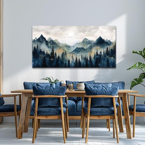 erqinhua قماش جدار الفن لغرفة النوم جدار ديكورات لغرفة المعيشة الحديثة مكتب جدار ديكور مجردة الألوان المائية اللوحة الجبلية المناظر الطبيعية صور مطبوعة عمل فني ديكور المنزل 20 "x 40" in Kuwait