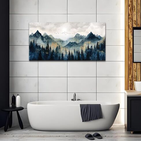 erqinhua قماش جدار الفن لغرفة النوم جدار ديكورات لغرفة المعيشة الحديثة مكتب جدار ديكور مجردة الألوان المائية اللوحة الجبلية المناظر الطبيعية صور مطبوعة عمل فني ديكور المنزل 20 "x 40" in Kuwait