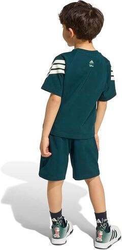 adidas Unisex-Kids Disney Mickey Mouse T-Shirt Set, Aurora Ivy/Off White/Lime Burst, 4 Years in Saudi Arabia
