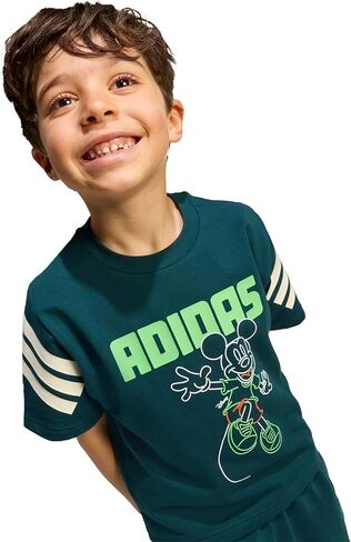 adidas Unisex-Kids Disney Mickey Mouse T-Shirt Set, Aurora Ivy/Off White/Lime Burst, 4 Years in Saudi Arabia