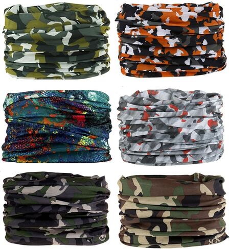 KINREE 6 PCS Summer UV Protection Multi-function Headband Neck Gaiter Head Wrap Headwear Face Mask Magic Scarf Bandana in Saudi Arabia