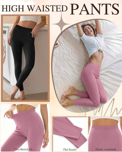 3 Pack Women's Thermal Underwear Pants Base Layer Pants Lightweight High Waist Slim Fit Warm Soft Leggings Bottoms in Saudi Arabia