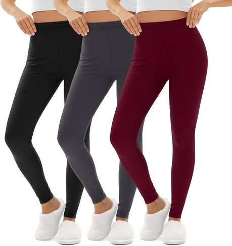 3 Pack Women's Thermal Underwear Pants Base Layer Pants Lightweight High Waist Slim Fit Warm Soft Leggings Bottoms in Saudi Arabia