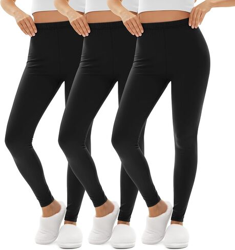3 Pack Women's Thermal Underwear Pants Base Layer Pants Lightweight High Waist Slim Fit Warm Soft Leggings Bottoms in Saudi Arabia