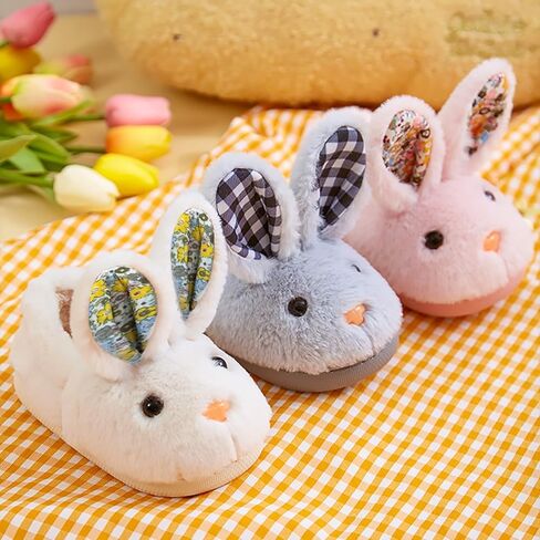 Toddler Slippers Girls Boys Kids Bunny House Slipper Winter Cute Rabbit Slippers Warm Soft Plush Fuzzy Non-Slip Animal Cartoon Slipper in Saudi Arabia