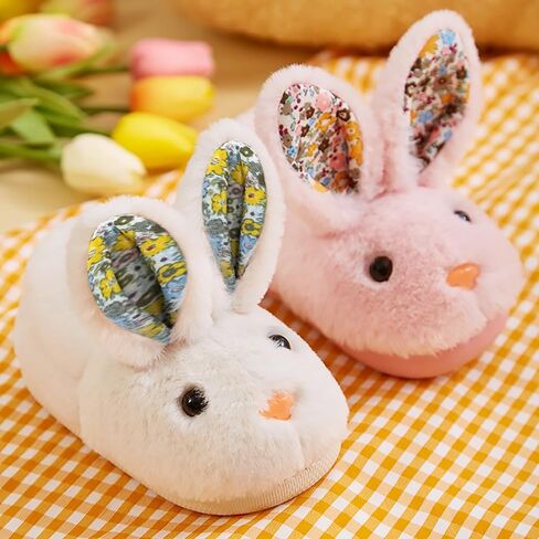 Toddler Slippers Girls Boys Kids Bunny House Slipper Winter Cute Rabbit Slippers Warm Soft Plush Fuzzy Non-Slip Animal Cartoon Slipper in Saudi Arabia