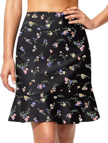 Viodia Women's 20'' Long Swim Skirt High Waisted Ruffle Skort Modest Swimsuits Knee Length Bottoms Tankini with Skirts in Saudi Arabia