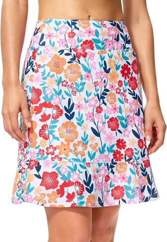 Viodia Women's 20'' Long Swim Skirt High Waisted Ruffle Skort Modest Swimsuits Knee Length Bottoms Tankini with Skirts in Saudi Arabia